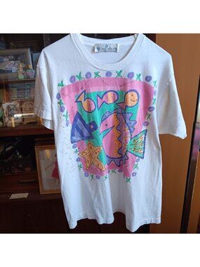 True Vintage T-shirt Medium Single Stitch La Costa Spa California Sea Life Fish